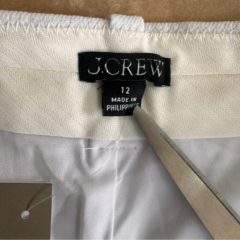 J Crew White Lucia Short in Stretch Linen Blend Womens Size 12